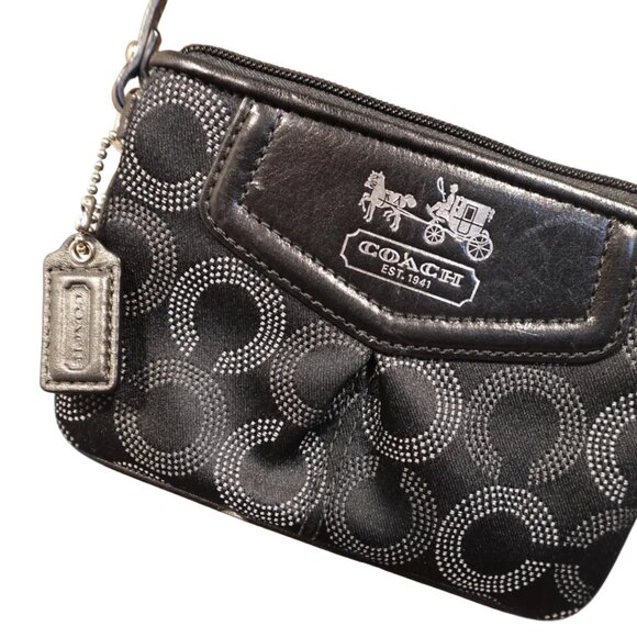 Coach Signature Wristlet / Mini Shoulder Bag – Black & Silver - Picture 3 of 6